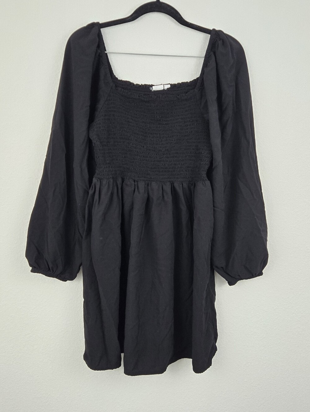 Black Gap Smocked Long Sleeve Mini Dress